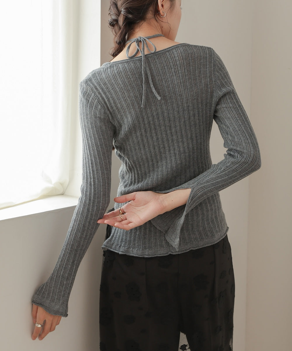 front ribbon knit top