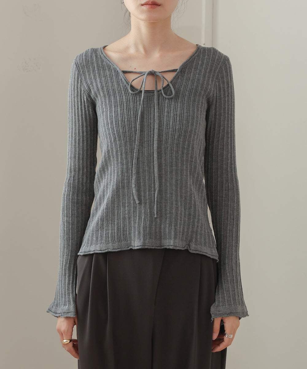 front ribbon knit top