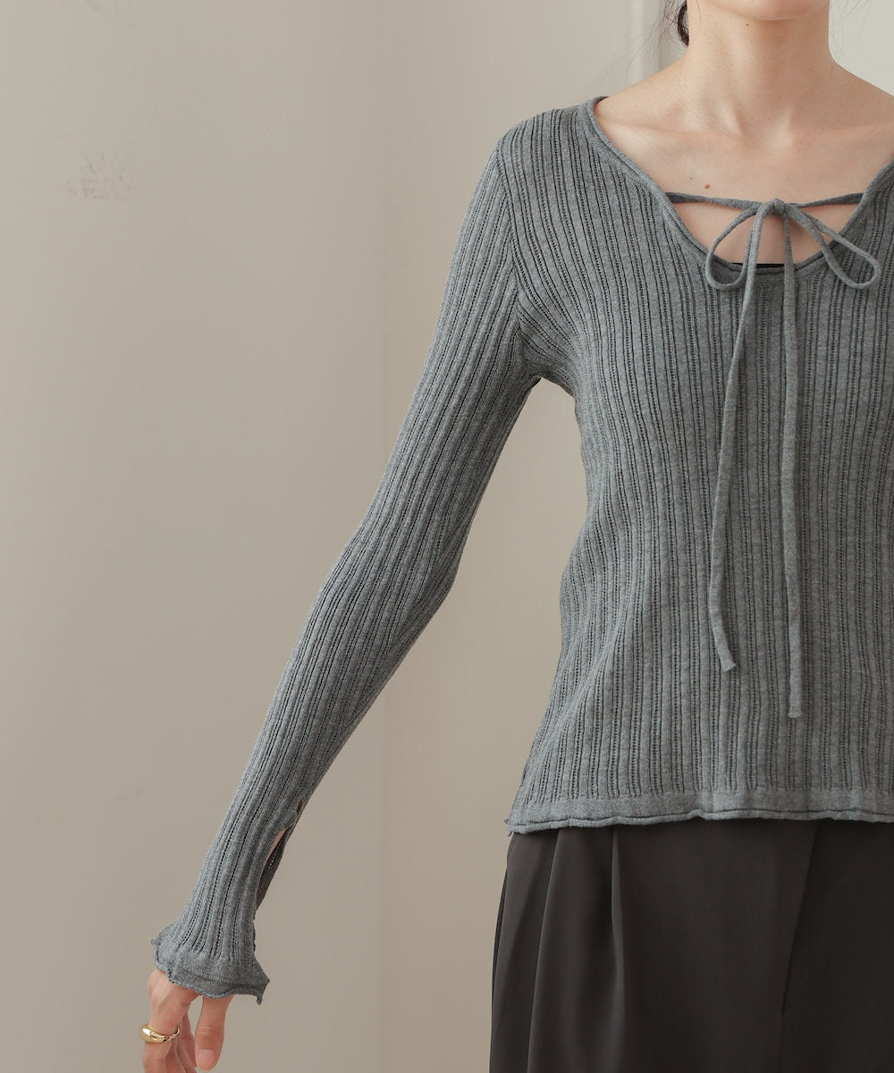 front ribbon knit top