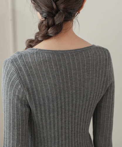 front ribbon knit top