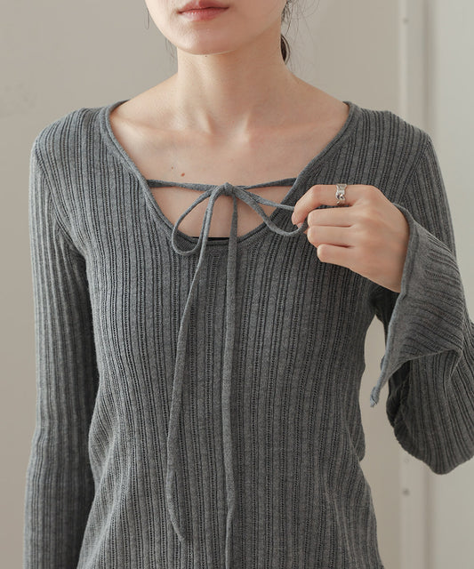 front ribbon knit top