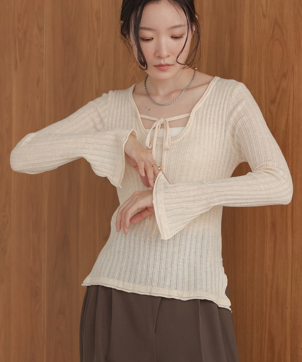 front ribbon knit top