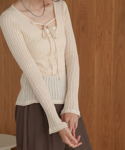 front ribbon knit top