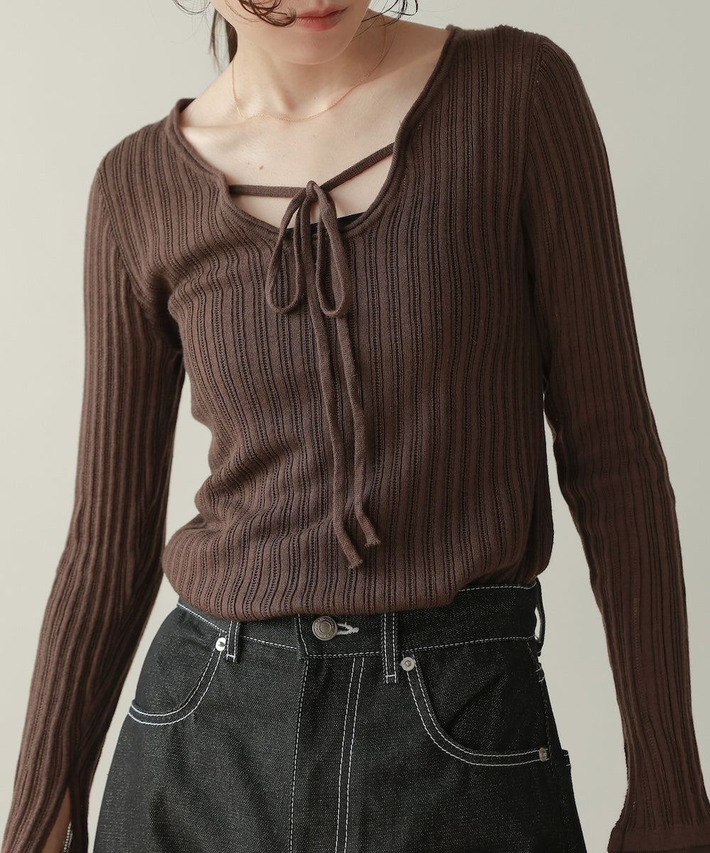 front ribbon knit top