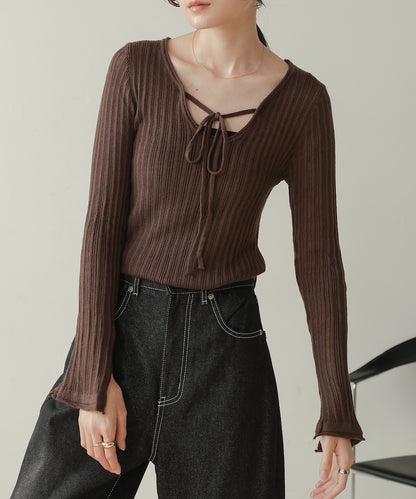 front ribbon knit top