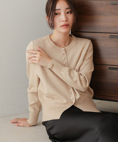 scallop design knit cardigan