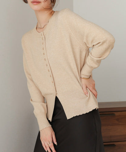 scallop design knit cardigan