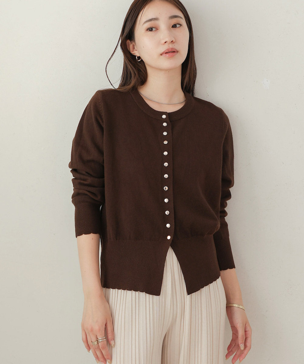 scallop design knit cardigan