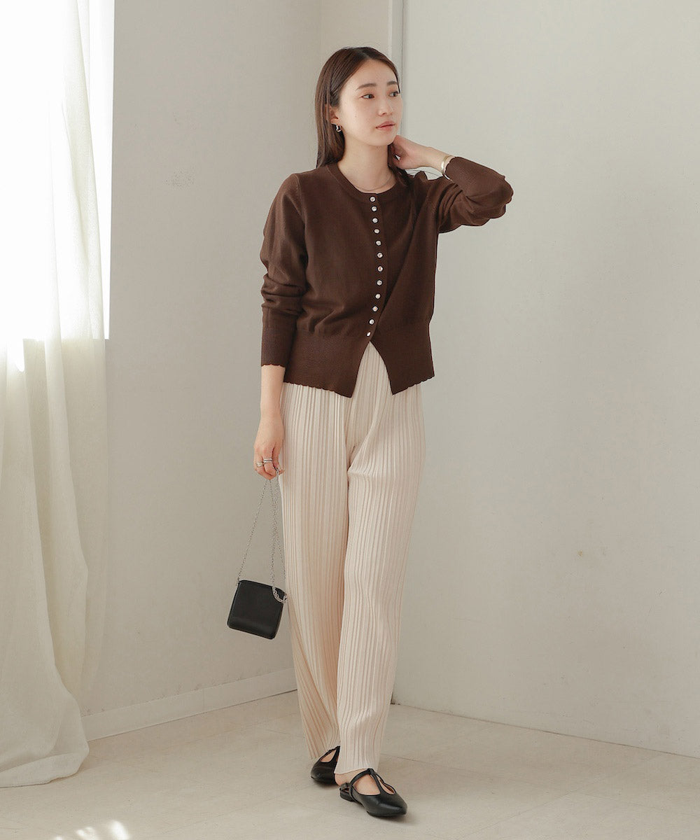 scallop design knit cardigan