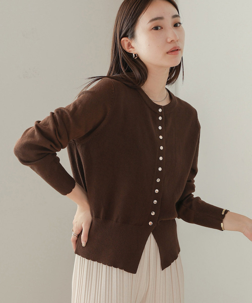 scallop design knit cardigan