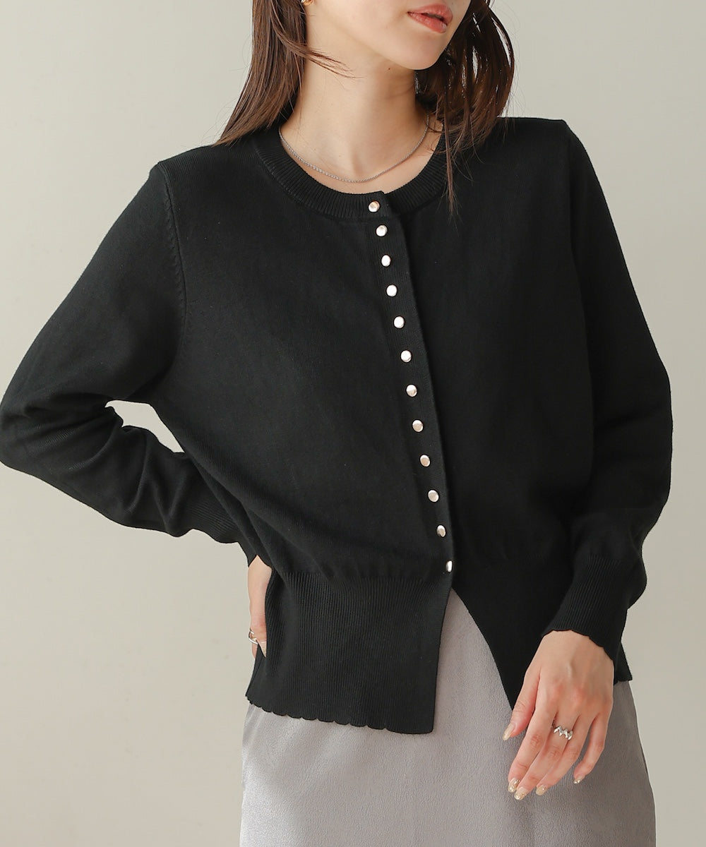 scallop design knit cardigan