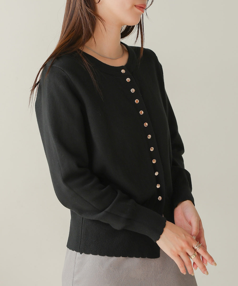 scallop design knit cardigan