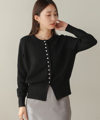 scallop design knit cardigan