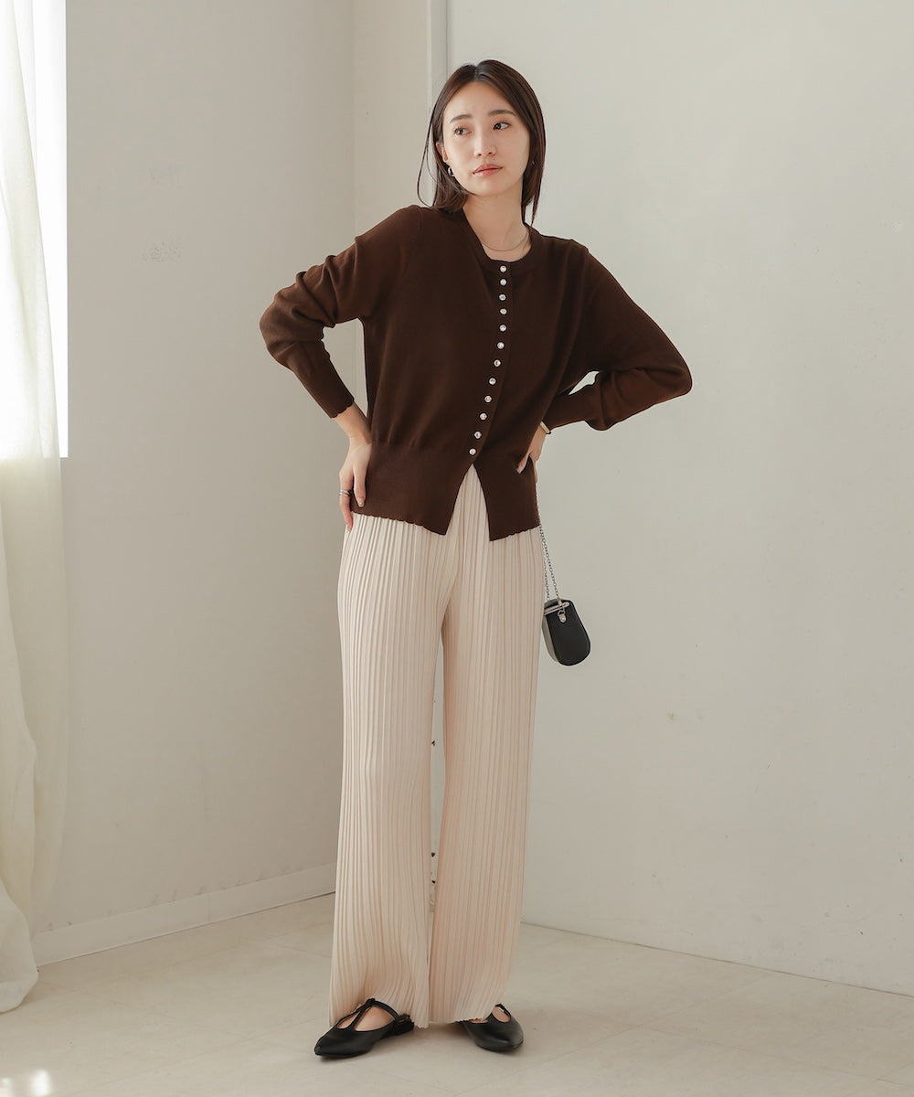 scallop design knit cardigan