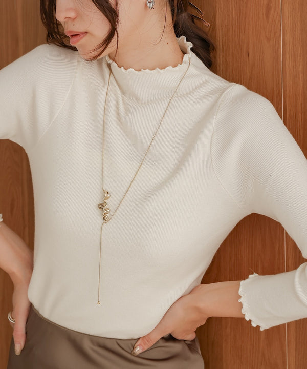 mellow high neck ribbed knit tops