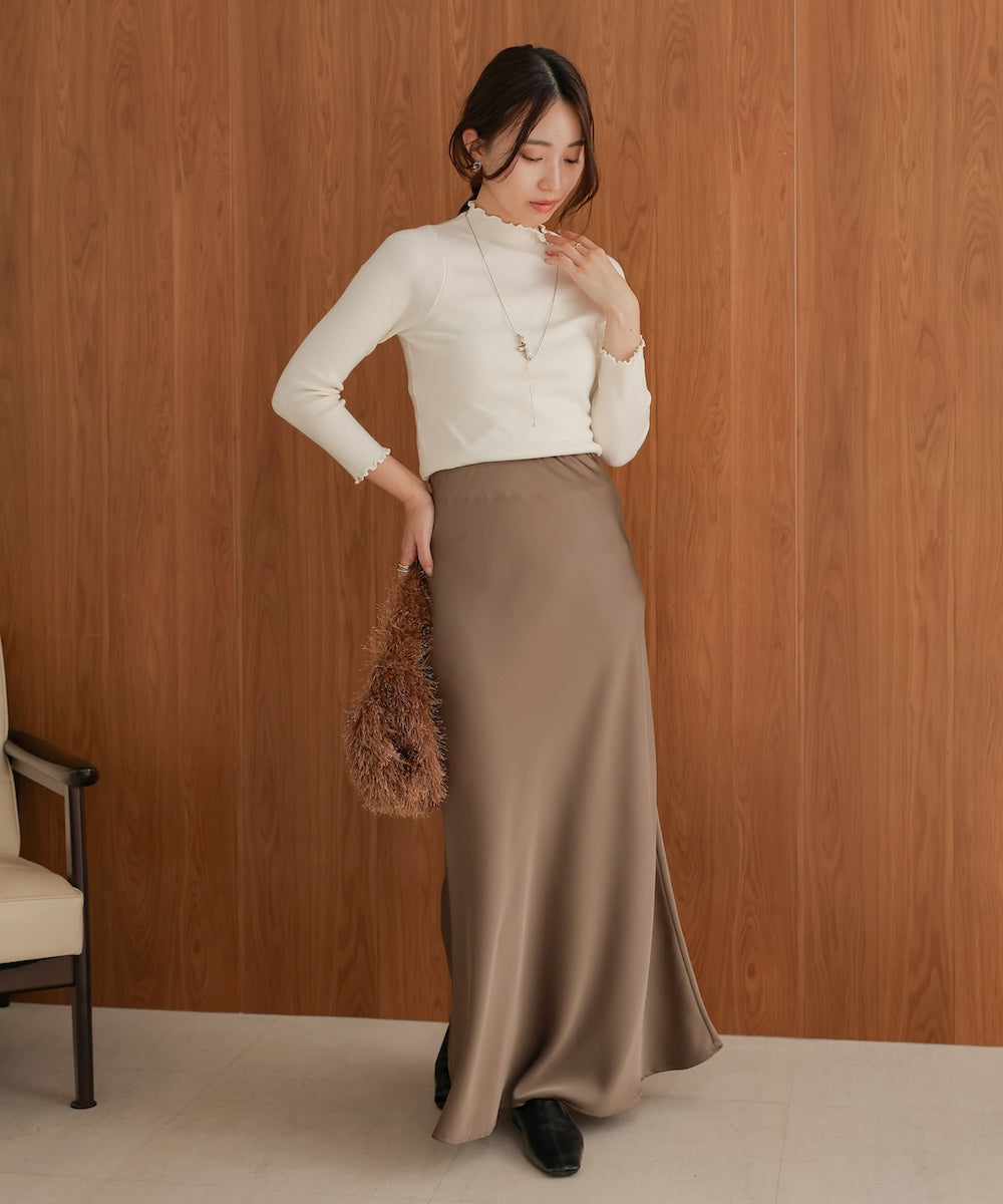 mellow high neck ribbed knit tops