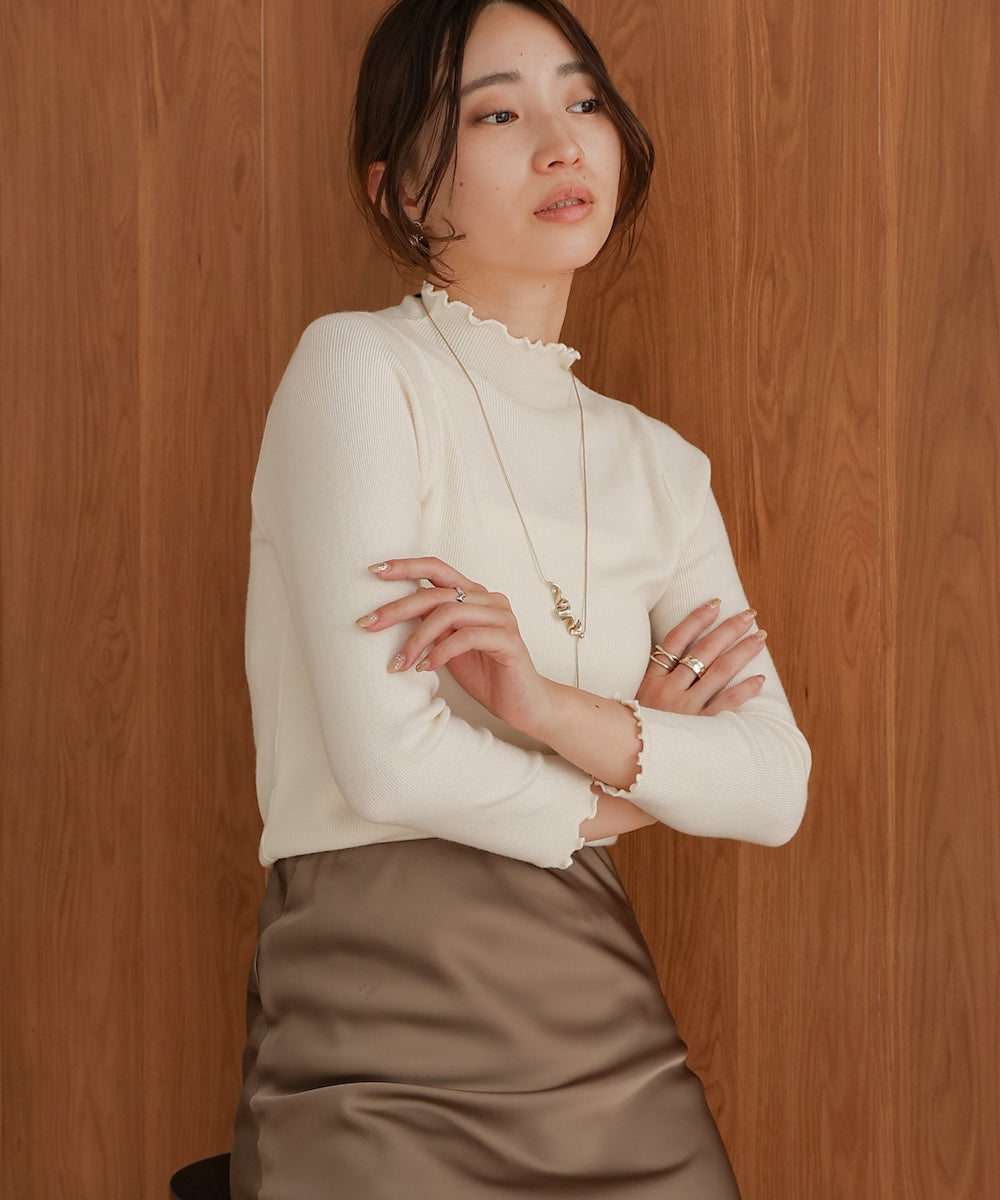 mellow high neck ribbed knit tops