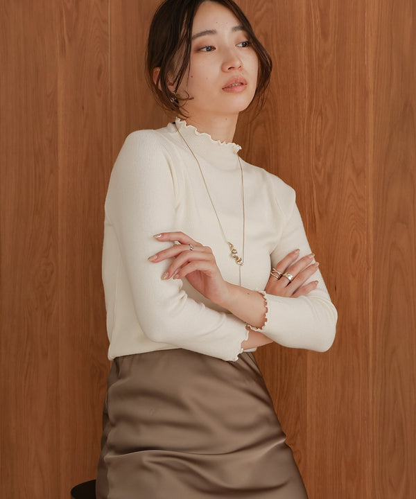 mellow high neck ribbed knit tops