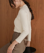 mellow high neck ribbed knit tops