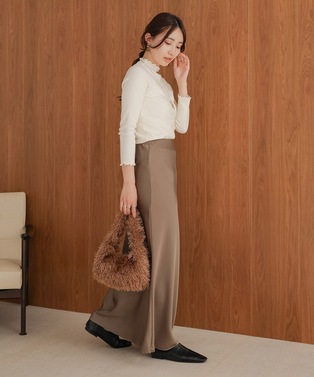mellow high neck ribbed knit tops