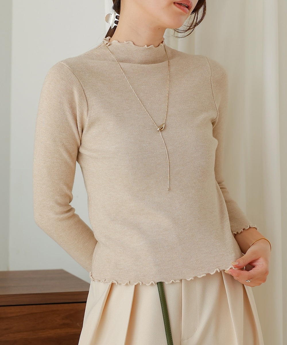 mellow high neck ribbed knit tops