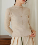 mellow high neck ribbed knit tops