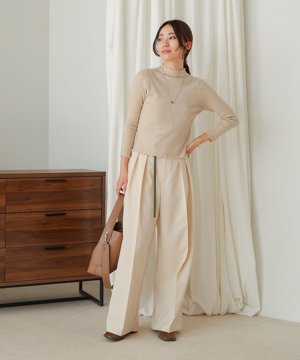 mellow high neck ribbed knit tops