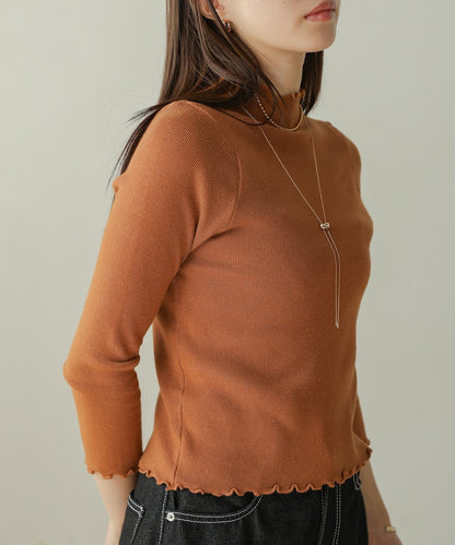 mellow high neck ribbed knit top