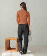 mellow high neck ribbed knit tops