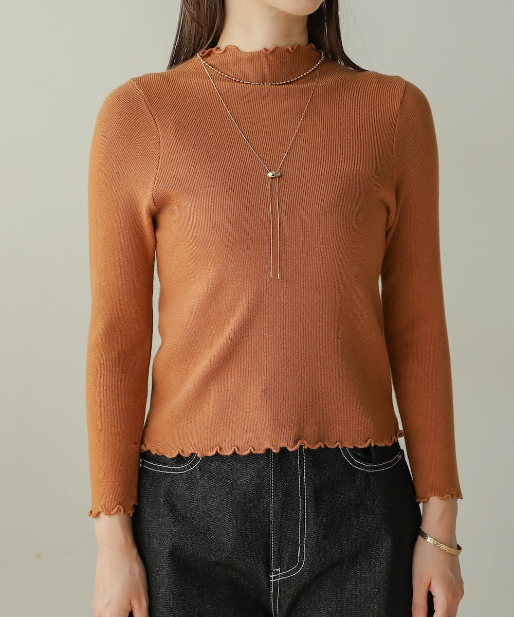 mellow high neck ribbed knit tops