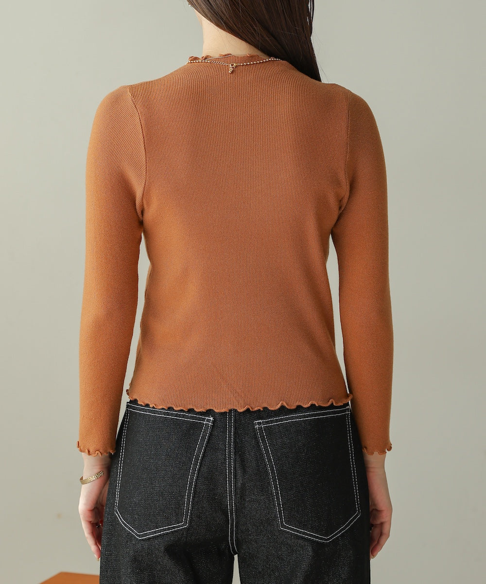 mellow high neck ribbed knit tops