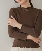 mellow high neck ribbed knit tops