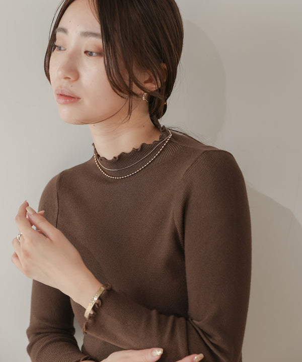 mellow high neck ribbed knit tops