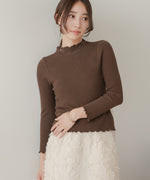 mellow high neck ribbed knit tops