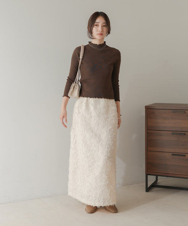 mellow high neck ribbed knit tops