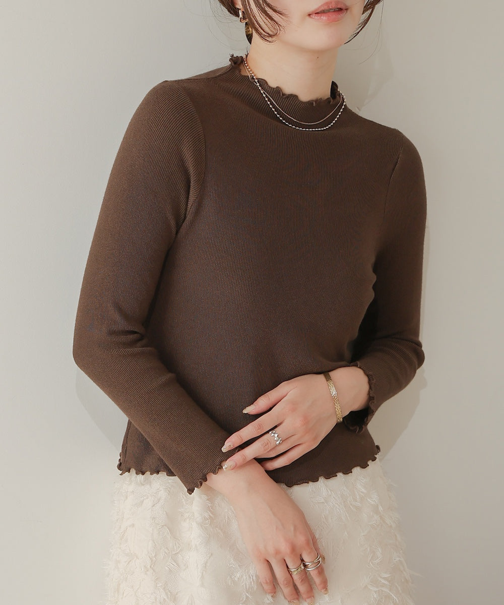 mellow high neck ribbed knit tops