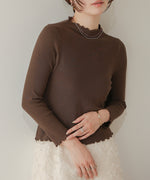 mellow high neck ribbed knit tops