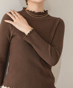 mellow high neck ribbed knit tops
