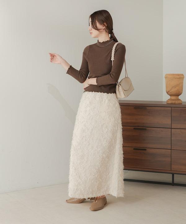 mellow high neck ribbed knit tops