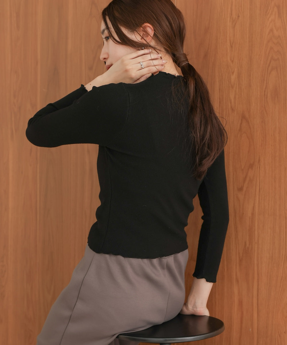 mellow high neck ribbed knit tops
