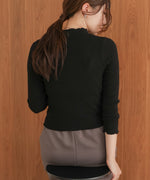 mellow high neck ribbed knit tops