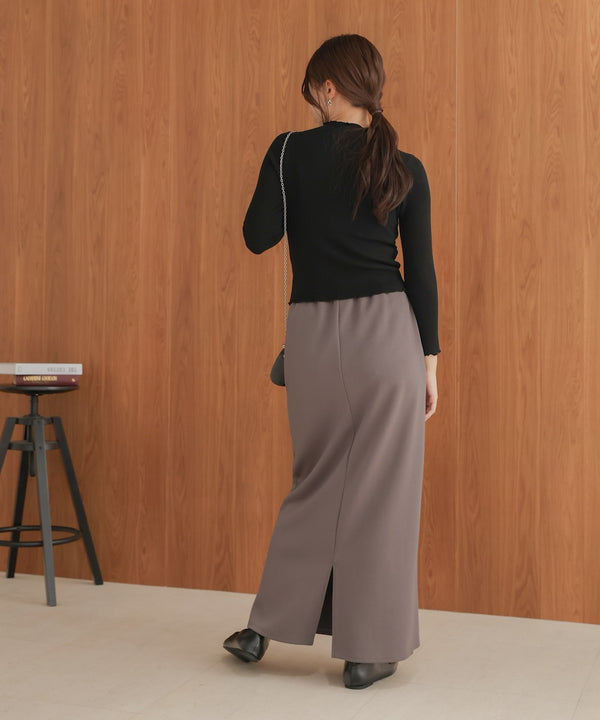 mellow high neck ribbed knit tops