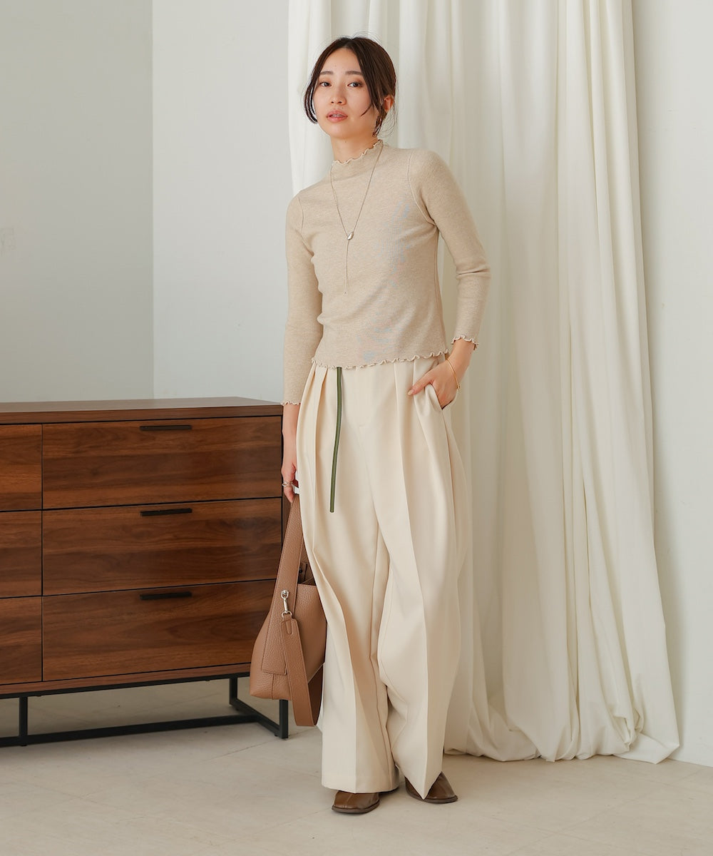 mellow high neck ribbed knit tops