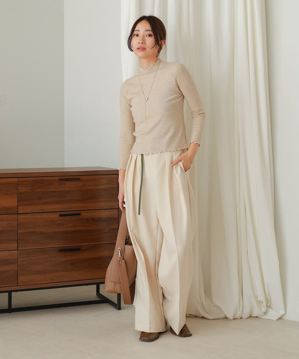 mellow high neck ribbed knit tops