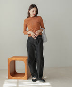mellow high neck ribbed knit tops