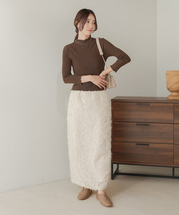 mellow high neck ribbed knit tops