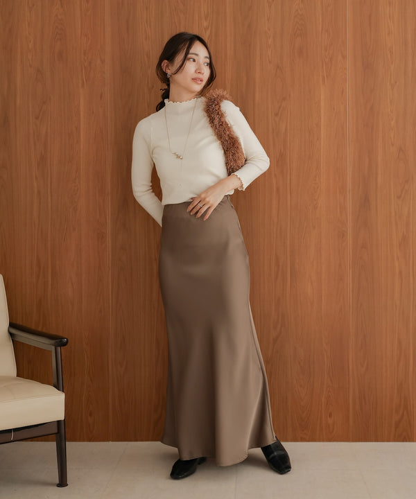 mellow high neck ribbed knit tops