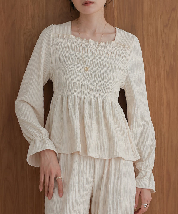 square neck tops + relaxed pants setup