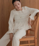 square neck tops + relaxed pants setup