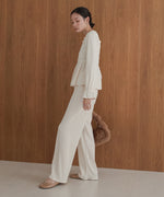 square neck tops + relaxed pants setup